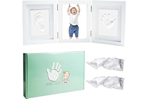 Fauxpont Marco Huellas Bebe, Kit Marco Huellas Bebe Recien Nacido, Kit de Huellas de Mano y pie de Bebé con Arcilla, Bebé Handprint y Marco, Dimensiones: 46,8 x 20,8 cm (A)