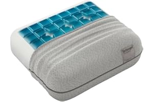 Technogel Oryginalna ortopedyczna poduszka podpierająca kark Travel Deluxe antybakteryjna, żelowa poduszka HWS dla osób śpiących na plecach i na boku, w zestawie poszewka na poduszkę 33 x 29 x 11 cm