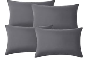 Hansleep Funda de Almohada 40x70cm de Microfibra - Juego de 4 Fundas de Almohadas 70x40cm - Fundas de Cojines de Calidad con una Suavidad Incomparable Gris Oscuro
