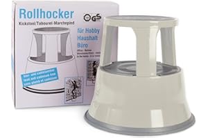 ‎OFFICEMARSHAL Rollhocker | Elefantenfuß | Stahl | TÜV + GS geprüft | Lichtgrau