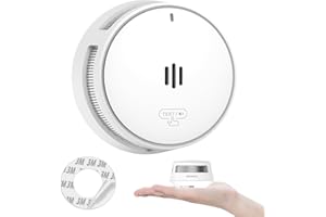 WISUALARM Smoke Alarm, 10 Years Battery, Smoke Alarms for Home, Fire Alarm with Mute Remotely Function,Big Test/Silence Button Smoke Alarms, Conforms EN14604, UKCA (1 Smoke)