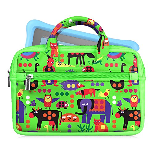 Fintie Universal 6-8-Zoll-Tablet Schutzhülle, Premium Kunstleder Reise-Tragetasche für Das neue Fire 7-Tablet (2017), Das neue Fire HD 8-Tablet (2017), Fire Kids Edition, Amazon FreeTime Kid-Proof, Fire HD 6 / HD 7 / HDX 7, Kindle Oasis - Zoo