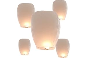 FOEEORT 5 Pack Chinese Lanterns, Eco-Friendly, Floating Lanterns for Outside Flying, Lanterns to Release in Memory, Fire Resistant Paper for Outside, Eid, Funeral, Memorial Day