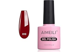 AIMEILI Smalto Semipermente per Manicure Smalti per Unghie in Gel UV LED Soak Off Rosso (010) 10ml