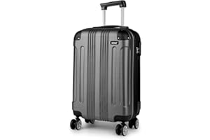 Kono Maletas de Viaje Cabina 55cm Trolley Cabina ABS Equipaje de Mano con 4 Ruedas y Cerradura de Combinación (Maleta Cabina, Gris)