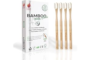 EUDAI Bamboo Clean Nano Brosses à Dents en Bambou 20 000 Poils Nano Doux et Bio sans BPA. Brosses Naturel, Écologique, Biodégradables et Compostables Pour toute la famille. (paquet de 4)