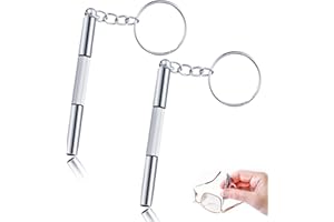 QHKLEW 2 Stück Mini Brillen Schraubendreher Schlüsselanhänger, 3 in 1 Mini Schraubendreher Set, Tragbar Edelstahl Screwdriver Schlüsselbund für Sonnenbrillen Schmuck und Uhren Reparatur