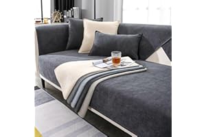 ‎EDUMOV Sofabezug, Non Slip Sofa Cover Couchbezug l Form Sofa Überzug 2 3 4 Sitzer Sofaschoner rutschfest Überzug Sofa Ecksofa Sofaschutz Couchschoner Katze/Hunde(Dunkelgrau, 70x180cm)