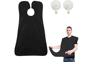 SSKHE Fartuch do brody, śliniak do golenia brody, nieprzywierający zbierający brodę, fartuch do brody męskiej, wodoodporny śliniak do golenia z 2 przyssawkami, prezent dla mężczyzn, Czarny (Black),