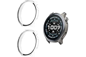 Yenwen Etui kompatybilne z Amazfit Balance 2, 2 sztuki, twarde etui z ochroną wyświetlacza do szkła pancernego, odporne na zarysowania, etui ochronne z poliwęglanu (PC), ultra cienkie, przezroczyste