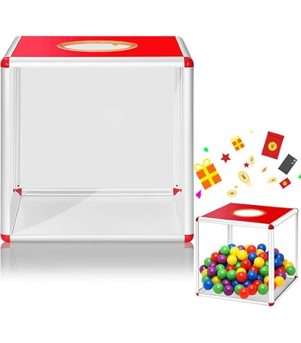 Caja De Lotería Transparente De Acrílico Y Aluminio 25x25x25 Cm - Ideal Para Sorteos, Votaciones Y Eventos