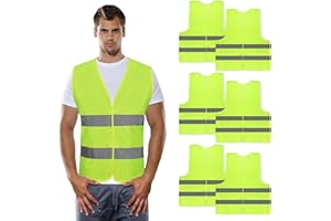 CUINIUNAID Safety Vests Car Pack of 6 Safety Vests Yellow 360° Reflective Safety Vest Washable Safety Vest Car Breakdown Vest Yellow Safety Vest for Adults and Children