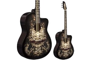 Lindo 933C Akustikgitarre mit venezianischem Cutaway inklusive Tragetasche - Schwarz
