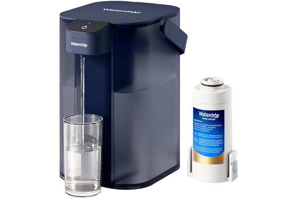 Waterdrop Carafe Filtrante Èlectrique Instantanée 3,5 L, Filtre à Eau de 3 Mois, Système d'Eau Potable Extérieur, Réduit le Calcaire, le Chlore, le Plomb, le Mercure, Blanc (avec Filtre de 1 757L)