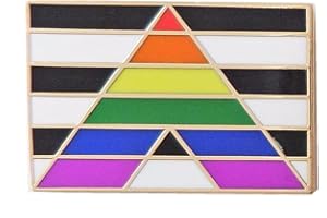 1000 Flags Anstecker / Anstecknadel mit Aufschrift "Straight Ally Rainbow LGBT Gay Pride", rechteckig