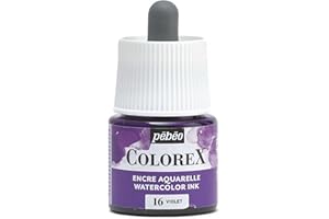 PEBEO Pébéo - Inchiostro Colorex 45 ML Viola - Colorex Inchiostro Acquerello Pébéo - Inchiostro viola Rendering Velouté - Inchiostro da disegno multiuso per tutti i supporti - 45 ML - Viola