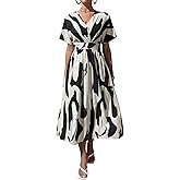 Leriya Fashion Printed Maxi Dress for Women | Trendy Long One Piece Summer Outfit | Lightweight Flared Dress for Casual & Hol