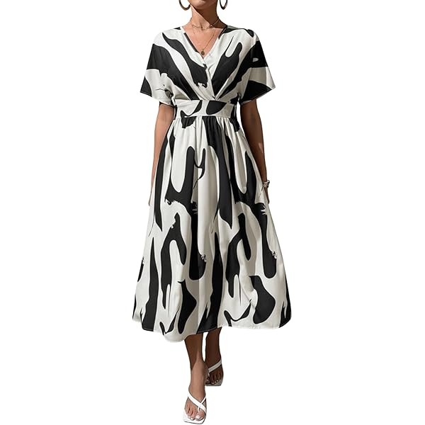 Shasmi Girl's & Women's Solid Color V-Neck A-Line Maxi Dress for Women |  New Year Party Outfit | Waist Cinched Puff Sleeve Western Dress | Elegant  Casual Wear (Dress 246), Brown, S: