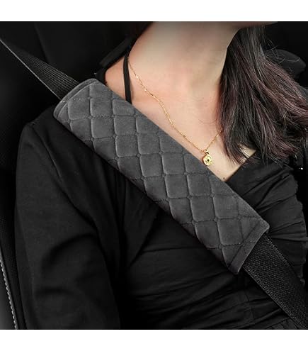CAASFOOY Voiture Protège Ceinture de Sécurité Coussin, 2 pièces Coussin Ceinture de Sécurité Amovible pour Adultes et Enfants Protéger