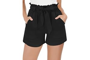 JFAN Short d'Été Femme Taille Haute Élastique Bermudas Shorts avec Poches Short de Survêtement Léger Casual Jogging