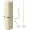 BlueBee Beeswax Candles 40pcs Honey Scented Candle Sticks - Tall Thin Taper Candles Dripless Smokeless - Natural Beeswax Candles for Birthday, Church, Halloween, Christmas(40+2 Candle Holders, White)