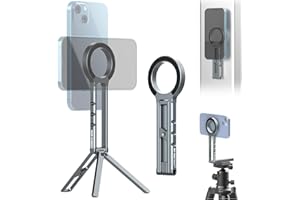 CAMOLO GEEK Magnetyczny statyw do telefonu kompatybilny z iPhone 16 15 14 13 12 Magsafe - aluminiowy smartfon mini statyw kieszonkowy stojak na telefon komórkowy dwustronny magnes szybki montaż