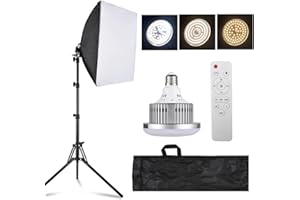 Andoer Fotografie Studio Licht Kit: 40x40 cm Softbox Beleuchtungsset mit 85W, 2800K-5700K Zweifarbiger LED, inklusive Fernbedienung. Ideal für Studio-Porträt, Produktfotos und Videoaufzeichnungen