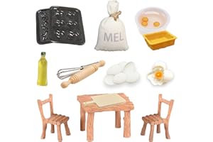 DONGSZQ Miniatur Wichtel Zubehör, 19 Stück Puppenhaus Zubehör, Wichteltür Zubehör, Wichtel Zubehör Weihnachten, Weihnachtswichtel Zubehör, Wichtel Zubehör Backen Set, Wichtel Tisch und Stühle