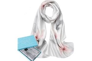LIVLOKO LONDON Gift Box Womens Silky Satin Scarf, Ladies Large Lightweight Smooth Shawl & Wrap for Women UK, Chiffon Head Hair Hijab, Neck Twilly, Wedding Scarves Collection for Young or Older Women