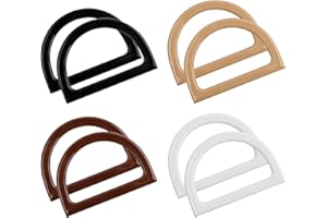 LEFSDVF 8 Pcs Bag Handles for Crochet Bag Making,Purse Handles D Shape Bag Handle Replacement Handbag Purse Handle for Handmade Beach Bag Handbags Straw Bag Purse Handles (4 Colors)