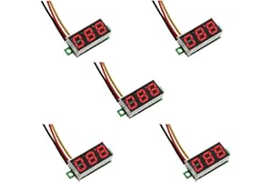 ZkeeShop 5Pcs Mini Digital Voltmeter Mini 0.28 inch Three-Wire DC 0-100V Voltage Gauge Tester LED Display Reverse Protection Function (Red)