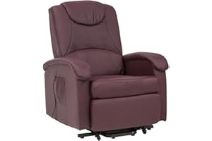 Cribel Poltrona Relax DISA D, finta pelle, Movimento Elettrico con Funzione Alzapersona, Reclinabile, Telecomando Incluso, Bordeaux, 82 x 90 x 143 cm
