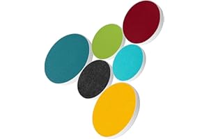 platino24 Akustikpaneele 6 Elemente Colore Kreis Ø 40 & 55 cm Set aus 6 Farben I Schallabsorber aus Basotect G+ mit Akustikfilz I Schalldämmung Wand & Decke I Akustikelemente Wandpaneel
