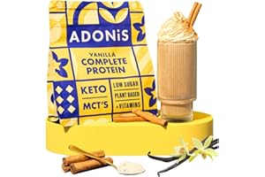 ‎ADONIS ADONiS Vanille Protein Keto Shake - Cremiger Vanille-Geschmack – Low-Carb, Hochwertiges Eiweißpulver für Muskelaufbau & Regeneration – Perfekt für Keto-Diät & Fitness