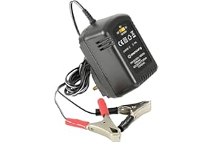 Mercury | Smart Lead Acid Battery Charger 2/6/12V 600mA | Compact Maintainer for Car, Motorcycle, Lawn Mower, Ride-On Toys, AGM, Gel, SLA, VRLA | Polarity Protection – Crocodile Clips, UK Plug