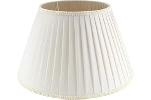HORUS PARALUMI Paralume Cono per lampada in tessuto Plissettato Pongè Avorio con Passamaneria 9 - Artigianale, autentico Made in Italy (D.30 x D.Sup.17 H.19 cm - ATTACCO E27)