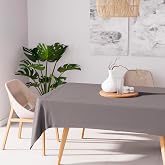 Soleil d'ocre, Alix Rectangular Stain Resistant Tablecloth, Polyester, Grey, 140 x 200 cm