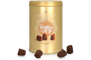 CHOCOLAT MATHEZ Mathez Truffes Fantaisie - Schokoladentrüffel bestäubt mit Kakaopulver in goldener runder Dose - 500g