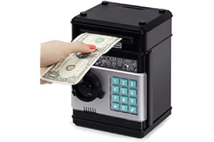 Refasy Kids Toys for Boys Girls Age 3-5,Electronic Piggy Banks for Kids Money Savings Box Toys Mini ATM Coin Bank for Children Best Birthday Xmas Gifts Cash Coin Can for Kid 8-12 Year Old Black