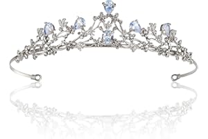 DGN Hochzeit Braut Tiara Diadem, Kristall Krone Tiara Mädchen Damen Diadem, Tiara Hochzeit Königin Krone, Kristalle Prinzessin Krone Silber für Geburtstag, Hochzeit, Festzug, Abschlussball Party