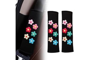 VJUYSW Sicherheitsgurtpolster für Kinder, Sicherheitsgurtband, Gurtpolster kinder,Gurtschutz, Schulterpolster, Schlafkissen, Nackenstütze für Kinder (Bunte Blumen)