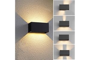 YICALE Aplique Pared Exterior LED 12W, Luz Exterior 3000K Blanco Cálido,Lampara Exterior Pared Impermeable IP65 Ángulo de haz Ajustable Aplique de Interior Aluminio Negro para Terraza,Jardín,Balcón