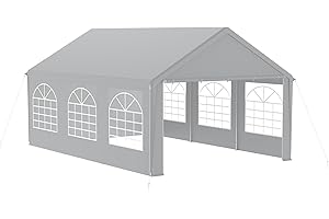 FIVMEN Gazebo per feste, 4 x 6 m, con 8 pareti laterali rimovibili, impermeabile, stabile, impermeabile, protezione solare, gazebo da giardino, tenda da giardino, colore grigio