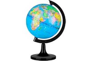Fun Lites 14CM World Globe for Kids Learning, Educational Rotating World Map Globes Mini Size Decorative Earth Children Globe for Classroom Geography Teaching, Desk and Office Decoration