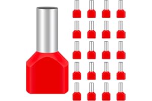 100 Stück Twin Aderendhülsen 10mm², Hanibos Aderendhülsen Set Isolierte Aderhülsen Kabelendhülsen für Drahtverbindung