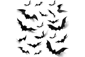 JYUYNY Halloween 3D Murciélagos Pegatinas Decoraciones, 96 PCS Pegatinas de Pared de Murciélago, para Windows, Pared, Puerta de casa, Exterior, Interior, Bricolaje, Suministros para Fiestas de Halloween