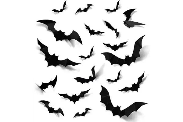 Halloween 3D Murciélagos Pegatinas Decoraciones, 96 PCS Pegatinas de Pared de Murciélago, para Windows, Pared, Puerta de casa, Exterior, Interior, Bricolaje, Suministros para Fiestas de Halloween