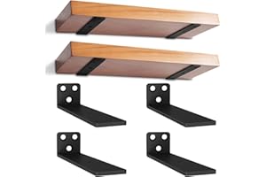 YFCVIP 4 stück Regalhalterung Regalträger, Schwerlast Schwimmende Regalhalterungen für Wandanbringung DIY offenes mit Schraube und Ankern, Tragkraft 70 KG ( (Schwarz, 12,7 cm) 5in