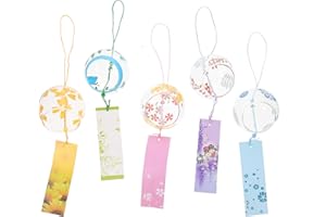 CLISPEED Campanelli Eolici in : 5 Pezzi Floreali Decorazioni Sospese Campana del Appesa Piccole Campane a Chiari Campanelli Eolici Un Fiori Giappone Bicchiere