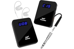 SOVVID UHF Wireless in Ear Monitor System, Low Latency with Wireless Transmitter Receiver Clip On, One to More, Auto-Pairing for Live Broadcast, Studio, Band Rehearsal